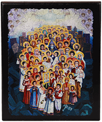Икона "Святые мученики" на деревянной основе, 12 х 10