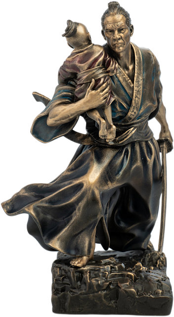 Статуэтка Самурай с ребёнком (холодная бронза)