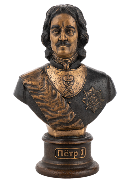 Бюст Император Петр Первый (бронза, цвет Вернисаж)