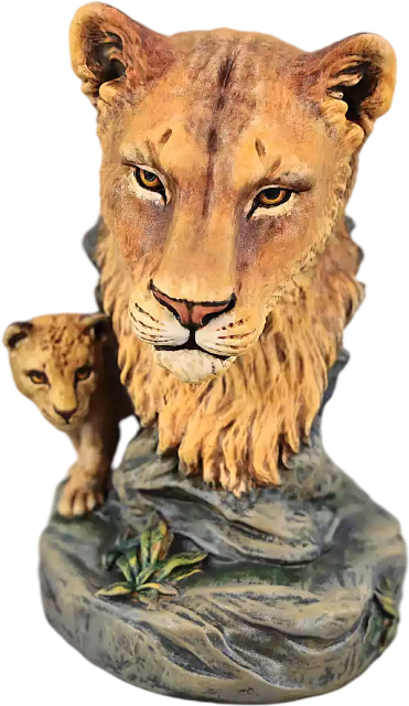 Статуэтка Львица с львёнком (ручная роспись)