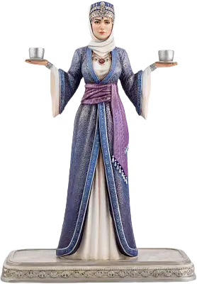 Статуэтка Девушка с чашами (ручная роспись)
